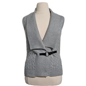 Chaps Shawl Collar Gray Cable Knit Gilet Body Warmer Vest XL ✨HP✨